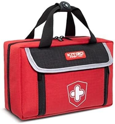 Kitgo Small First Aid Kit 214 Piece Any Emergencies, Ideal for Home, Survival, Camping, Hiking, Hunting, Office, Car, Outdoor (Red)