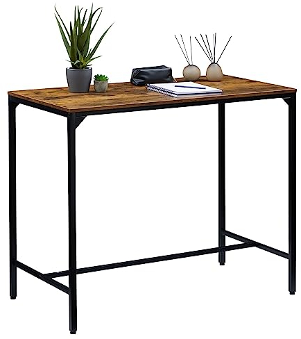 CARO-Möbel Bartisch LAMEGO schwarz/braun im Industrial Style aus Metall und MDF in Vintage Optik, Konsolentisch im Vintage Stil mit Metallgestell und MDF Tischplatte