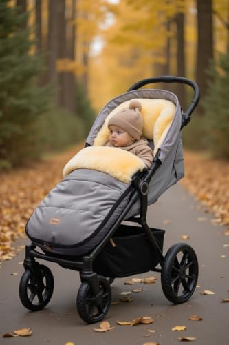 Fillikid Lammfellfußsack Makalu Exclusiv | Winterfußsack aus medizinischem Fell | für Tragetasche, Babyschale & Kinderwagen | Kinderwagenfußsack passend für Bugaboo, Joolz