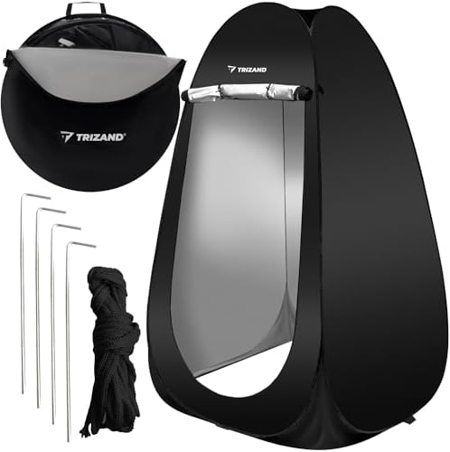 Duschzelt Umkleidekabine WC Zelt 4in1 Pop-Up Camping Schwarz Wasserdicht mit Tasche & Zubehör - Mobiler Strandumkleidezelt Duschzelt Toilettenzelt | 190x110x110 cm