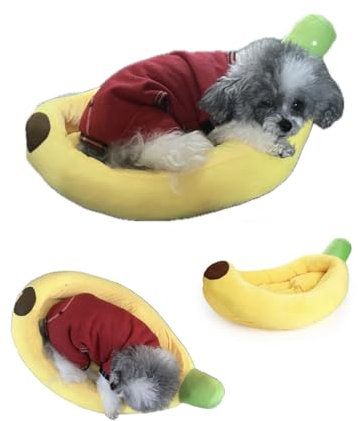 hombäde Niedliches bequemes Schlafsofa in Bananenform für kleine Hunde und Katzen, mit abnehmbarem, waschbarem Kissen