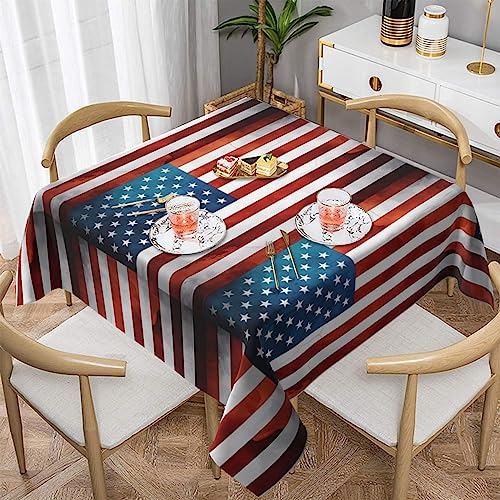Tischdecke mit amerikanischer USA-Flagge, waschbar, für Küche und Esszimmer, wasserabweisende Mikrofaser-Tischdecke