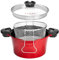 ROSSETTO Cacerola Inducción Ollas para pasta Cazo Revestimiento antiadherente Freidoras con cesta Aluminio fundido Rojo 24cm