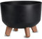 Spetebo Kunststoff Blumentopf auf Füßen schwarz - Ø 23 cm - Pflanztopf rund mit Wasserspeicher Boden - Garten Deko Übertopf Pflanzgefäß Blumenkasten