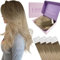 Fshine Tape in Extensions Echthaar 30cm 30g 20 Stücke Haar Extensions Echthaar Tape Aschbraun mit Übergängen zu Platinblond und Aschblond Farbe 8 60 18