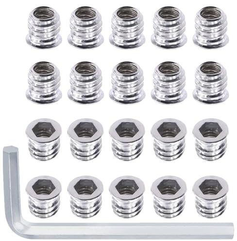 Navasen Lot de 20 écrous à visser M5 - Manchons à visser M5 x 10 mm - Écrou à visser avec bord de recouvrement - Insert fileté - Écrous hexagonaux hexagonaux en acier galvanisé