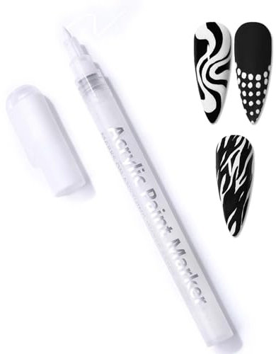 Fast Drying Fine Tip Nail Art Pens for DIY Decoration - Precision Point Polish Pen with Quick Dry Formula for Dot and Line Art - White