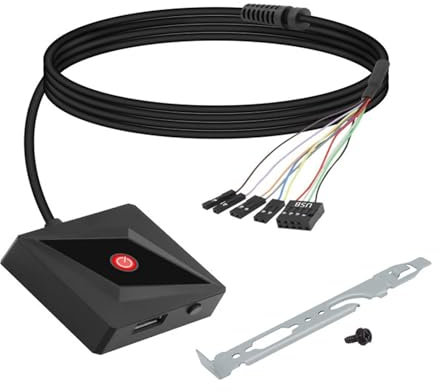 Botón Encendido Pc Externo Pc Ordenador Placa Base Power on Off Interruptor de Encendido Multifuncional de Escritorio Botón de Reinicio de Computadora Recargable (Cable de Extensión de 1,6 M)