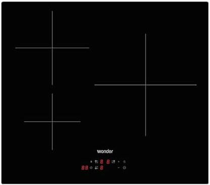 Wonder Placa de Inducción Cristal negro WI3602B. Potencia máx. 6700 W, 3 Zonas de Cocción, 9 Niveles de Cocción, Control Táctil, Función Turbo, Bloqueo y Autodesconexión de Seguridad