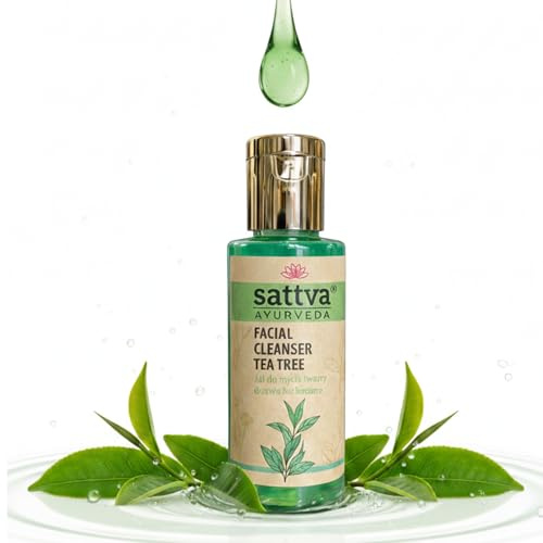 Tea Tree Face Wash Gel – Ayurvedisches Gesichtswaschgel mit Teebaumöl & Neem – Reinigt sanft, reguliert Talg, ohne auszutrocknen – Vegan, für unreine & fettige Haut, 100 ml | Sattva Ayurveda