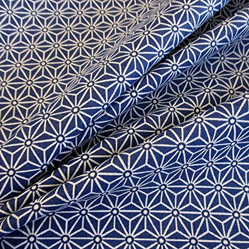Stoff Baumwollstoff Meterware blau indigo weiß Japan Asanoha Graphik
