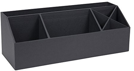 Bigso Box of Sweden Elisa Schreibtisch-Organizer aus Faserplatte mit Mehreren Fächern, Holzwerkstoff, Dunkel_Grau, 4.9 x 13 x 4.9 in