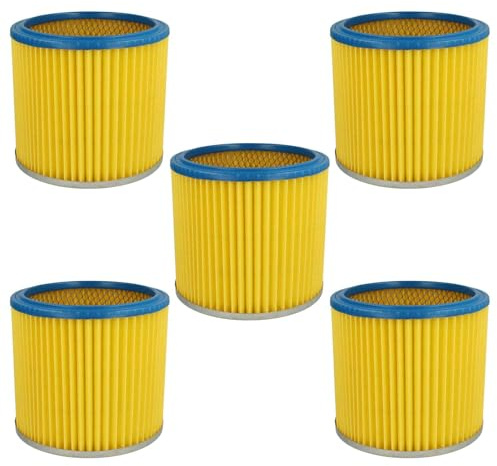 vhbw 5x Faltenfilter kompatibel mit Pra PJ700 | PJ4500, PJ500, PJ1100, PJ4000, PJ1000 Staubsauger - Patronenfilter, Blau Gelb