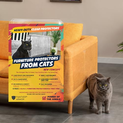 Panther Armor Robuster Kratzschutz für Sofa Katze, 8 Stück Anti Kratz Folie für Katzen