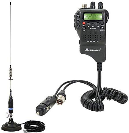 PNI CB Radio Midland Alan 42 DS + Antenne S75 mit Magnet, ASQ, Dual Watch, 4W, 12V, 10KM