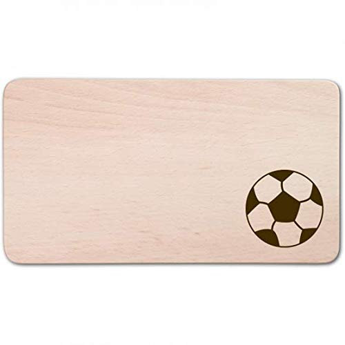 mit individueller Gravur: Frühstücksbrett, rechteckig, mit Motiv Fußball aus Holz 22 cm