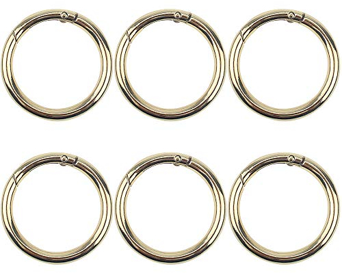 BlueXP 6 Stück Karabinerring Binderinge mit Federöffnung 35mm O-Ring Schnappverschluss aus Zinklegierung Schlüsselanhänger für Schlüsselanhänger Snap Ring Sprung Ringe Handtasche Schultergurt -Golden