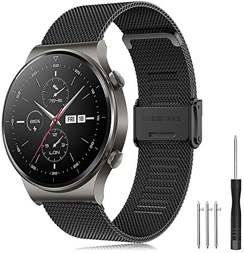 YASPARK Armband Huawei Watch GT2 Pro 46mm/Galaxy Watch 3 45mm/Galaxy Watch 46mm/Gear S3 Edelstahlband 22mm Armband für Huawei Watch GT/GT 2 46mm/Forerunner 745/Vivoactive 4 45mm