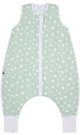 emma & noah Premium Baby Schlafsack mit Füßen Sommer, Bequem & Atmungsaktiv, 100% Bio-Baumwolle, Oeko-TEX Zertifiziert, Flauschig, Bewegungsfreiheit, 0.5 TOG (Punkte Mint, 110 cm)