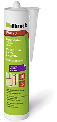 Illbruck FA870 Silicone pour pierres naturelles Silicone pour marbre surface brillant Haute résistance au vieillissement Cartouche de 310ml (sandsteinbeige hell (beige grès clair))