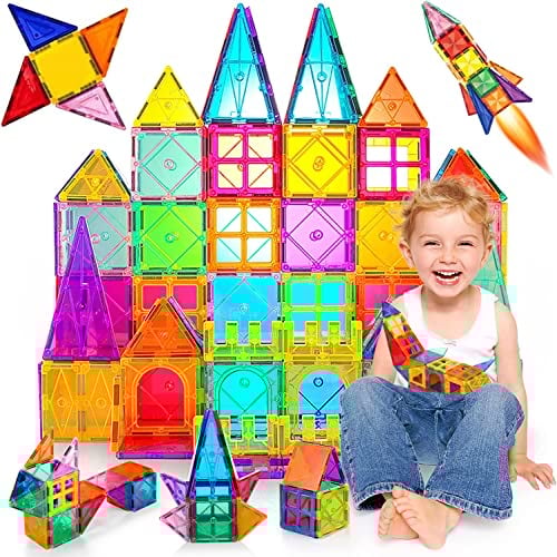 Magnetische Bausteine 80 Teile Magnetspielzeug Magnete Bauklötze Baukasten Kinder Magnetbausteine Perfekt für den Einsatz zu Hause, in Schulen, fürJungen und Mädchen 3 4 5 6 7 8 Jahre