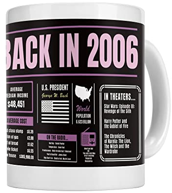 shefine Tasse à café « Back In 2006 » pour 17e anniversaire pour filles – Cadeau d'anniversaire de 17 ans pour homme, femme, ami, collègue de travail – 325 ml