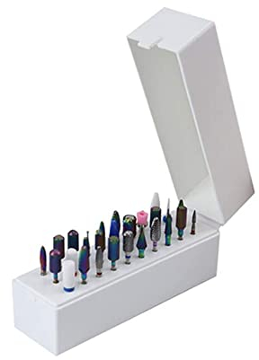 BAIWANLHC Nail Drill Storage Box Small Nail Drill Organizer Container Serviceable Nail Drill Bit Case Holder for Salon and Household