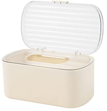 Distributeur De Lingettes Humides pour Bébé, Boîte De pour Tissus avec Couvercle, Boîte de Rangement étanche à la poussière pour lingettes humides avec Couvercle pour Bureau à Domicile,Beige