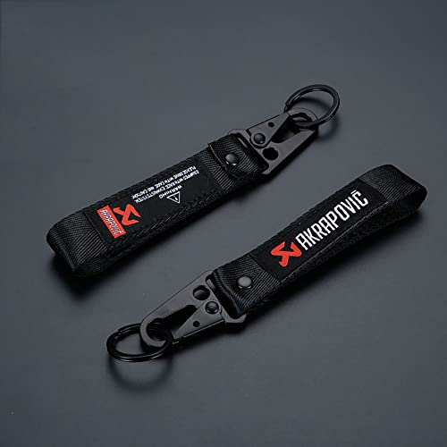 BUNCC Motorrad Polyester Stickerei Schlüsselring Anhänger Schlüsselring hängende Schnallen Lanyard Schlüsselkette für AKRAPOVIC