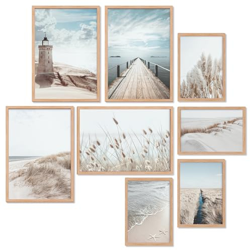 Heimlich® Premium Poster Set OHNE Bilderrahmen | 4 x DIN A3 & 4 x DIN A4 - ca. 30x42 & 21x30 | Stilvolle Poster Collagen mit modernen Bilder als Wanddeko |» Summer Vibes «