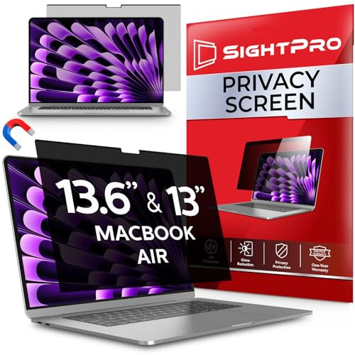 SightPro Magnetischer Sichtschutz für MacBook Air 13 & 13,6 Zoll (2022-2026, M2-M5) Patentierter Abnehmbarer Laptop Blickschutzfilter Shield und Schutzfolie