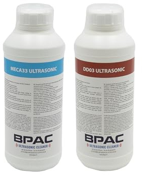 BPAC MECA33 e DD03 Detersivi 1 litro, detergente ad ultrasuoni, liquidi sgrassanti e disossidanti, per pulitore ad ultrasuoni, 2 bottiglie da 1 l, prodotto in Francia, diluizione 2-5%
