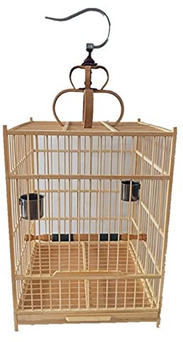 Flight Cage Large Bird Cage Bamboo Hanging Outdoor Indoor Square Handmade Chinese Style Voliere Käfig Haustier Vogelzubehör Vogelkäfig (Color : 32x32X44cm)