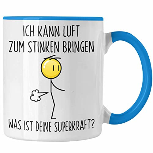 Trendation - Furz Tasse Geschenk Vater Papa Freund Lustiger Spruch Furzen Pupsen Männer Humor Valentinstag (Blau)