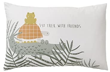 VERTBAUDET TREK Baby-Kissenbezug, weiß, bedruckt, 40 x 60 cm