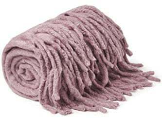 Meyco Home Uni Plaid, Wolldecke (weich und leicht, vielseitige Verwendungsmöglichkeiten, Decke aus 100% Acryl, einfache Pflege, eindrucksvolles Design, Größe: 130 x 170 cm), Lila
