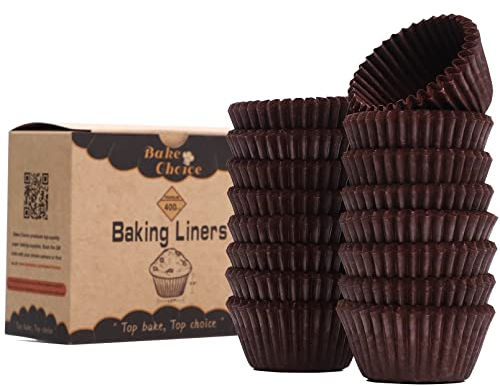 Mini Moldes Magdalenas Papel,400 Piezas,Pergamino Antiadherente de Grado Alimenticio,Moldes Papel Magdalenas Marrón,Tamaño Mini