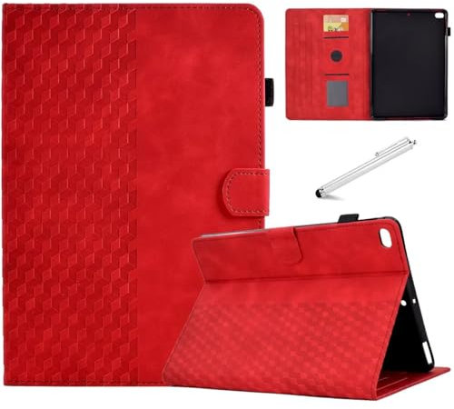 Fancity for iPad Mini 5 Case Mini 4 Mini 3 2 Cover, Smart Wake Sleep Flip Stand Case Soft Suede TPU Protective Case with Card Slot Pencil Holder for iPad Mini 1 2 3 4 5 - Red