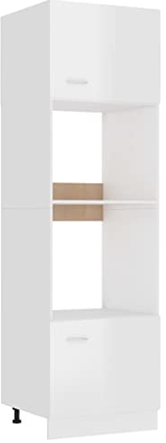 VACARX Mikrowellenschrank, Hochglanz, Weiß, 60 x 57 x 207 cm, Holz, Artikelfarbe, Weiß