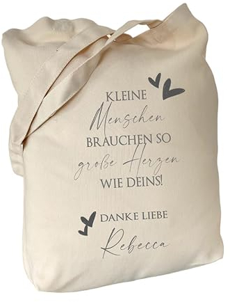 Manufaktur Liebevoll - Personalisierter Stoffbeutel mit Namen als Geschenk Erzieherin zum Kitaabschied als Dankeschön vom Kind Kindergartengruppe Spruch Kleine Menschen