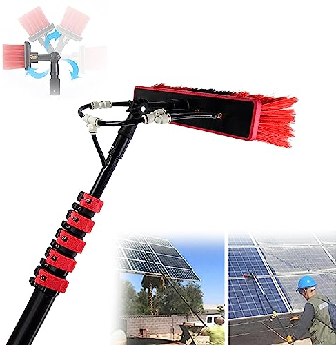 Cashwise Reinigungsbürste für Photovoltaik-Module, Teleskopbürste mit Wasserzufuhr, zum Reinigen von Photovoltaik- und Solarmodulen und Anderen Reinigungsaktivitäten,55cmbrush-23.6FT/7.2M