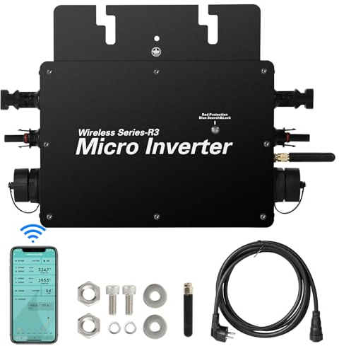 BuyWeek Wechselrichter 800w Solar Wechselrichter IP65 Wasserdicht MPPT Micro Solar Grid Tie Inverter mit WLAN APP, PV Wechselrichter Balkonkraftwerk für 2 PV Modul 180-265V AC