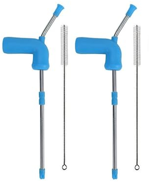 Denxahao 2 Stück Bier Schnorchel, Bierschnorchel Bierzapfer Party Spender Bierspender Doppelter Bierschnorchel Bierzapfanlage Bier Bong Trichter mit 2 Reinigungsbürsten (2pcs/Blau)