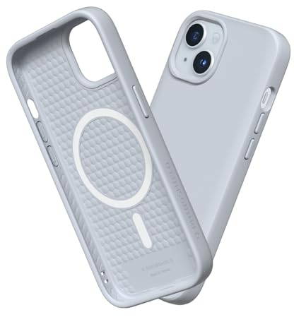 RhinoShield Case kompatibel mit [iPhone 15] | SolidSuit - MagSafe-kompatibel -Stoßdämpfende & schlanke Schutzhülle mit Premium Finish - 3.5 Meter Fallschutz - Silbergrau