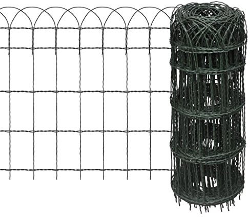 ADWOA Garden Border Fence Powder-coated Iron 25x0.65 m,Garden Border Fence Green PVC Coated Galvanised Wire Lawn Edge Fencing