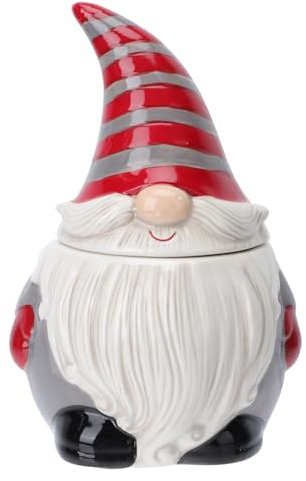 Yardwe Christmas Candy Jar Small Holiday Santa Candy Dish Ceramic Gnome Candy Nuts Jar Tea Canister Tea Bag Holder for Kitchen Counter