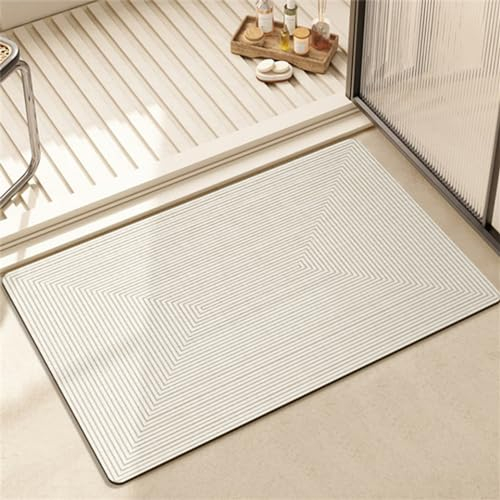 Heeboode Badezimmerteppich Absorbierender Badteppich, Badematte Stein Badematten Badvorleger rutschfest Waschbar, Badezimmer Teppiche 140x200cm Groß Teppich, Schnelltrocknende DüNner Deko, Lichtfarbe