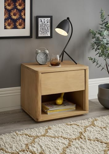 möbelando Hilla Nachttisch Massivholz Fichte - Hochwertiger Nachtschrank mit Schublade und offenem Ablagefach - 48 x 41 x 38 cm (B/H/T)