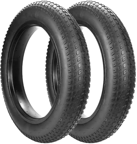 GRELiving 2er-Pack E Bike Reifen,Faltbar Fat Tire Fett Fahrradreifen 20x4.0 Zoll Ersatzreifen Fahrrad Mantel Reifen für E-Bike/Mountain Snow Bike (Schwarz, 20x4.0 Zoll)