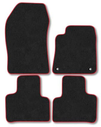 Citroen C5X (2021+) Carpet Car Mats | Red Edge Trim Tailored Fit Floor Mats Full Coverage Protection Accessories Easy Clean Anti Slip Made in the UK